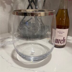 Crate&Barrel Glass/ Metal Rim Champagne Bucket